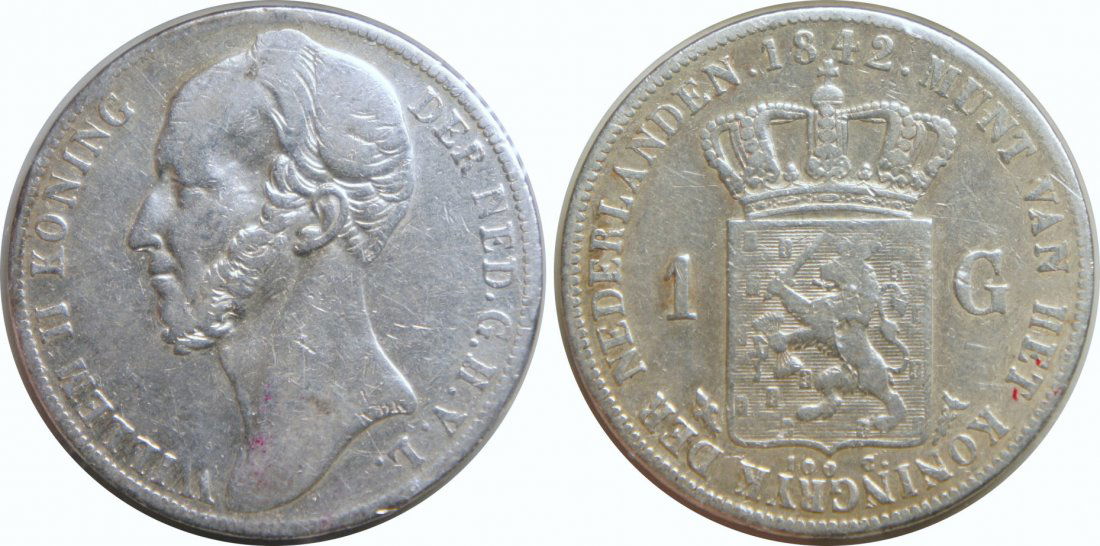 Netherland, 1842, Silver Gulden (1 of 1)