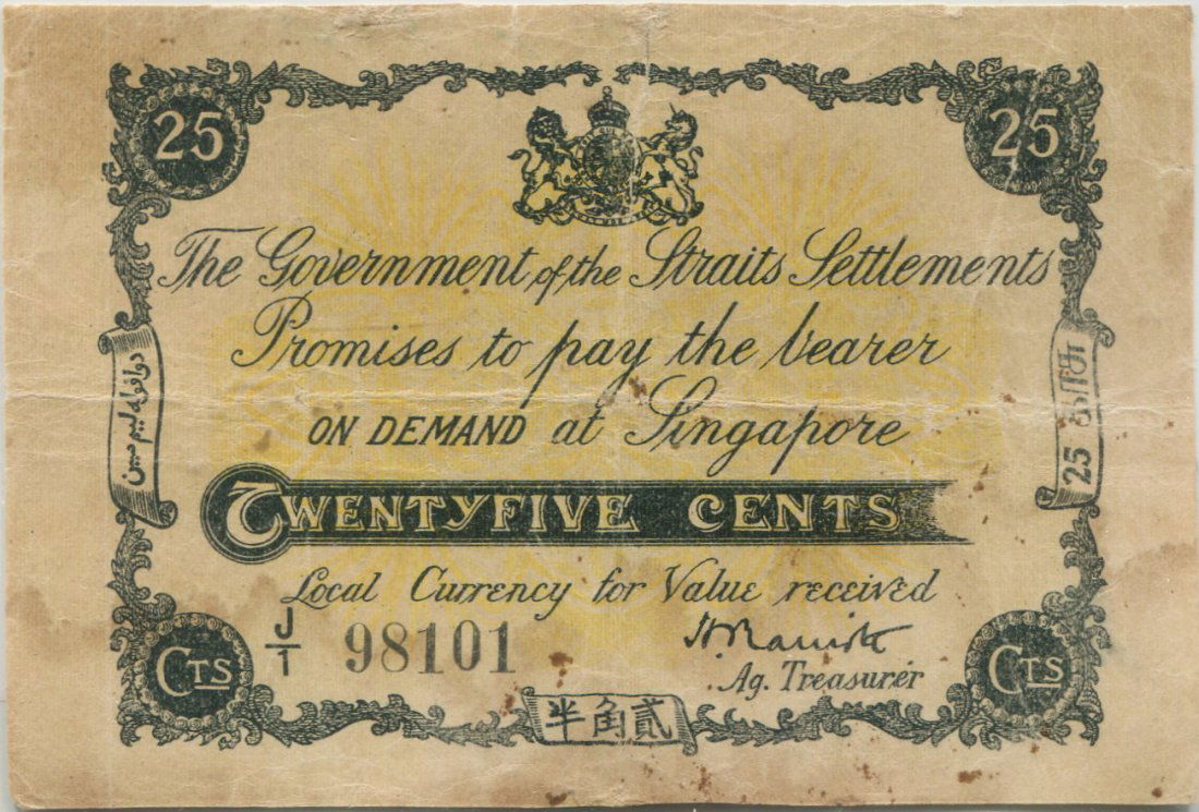 Straits Settlements, 1917-18, Emergency issues, 25c. (1 of 1)