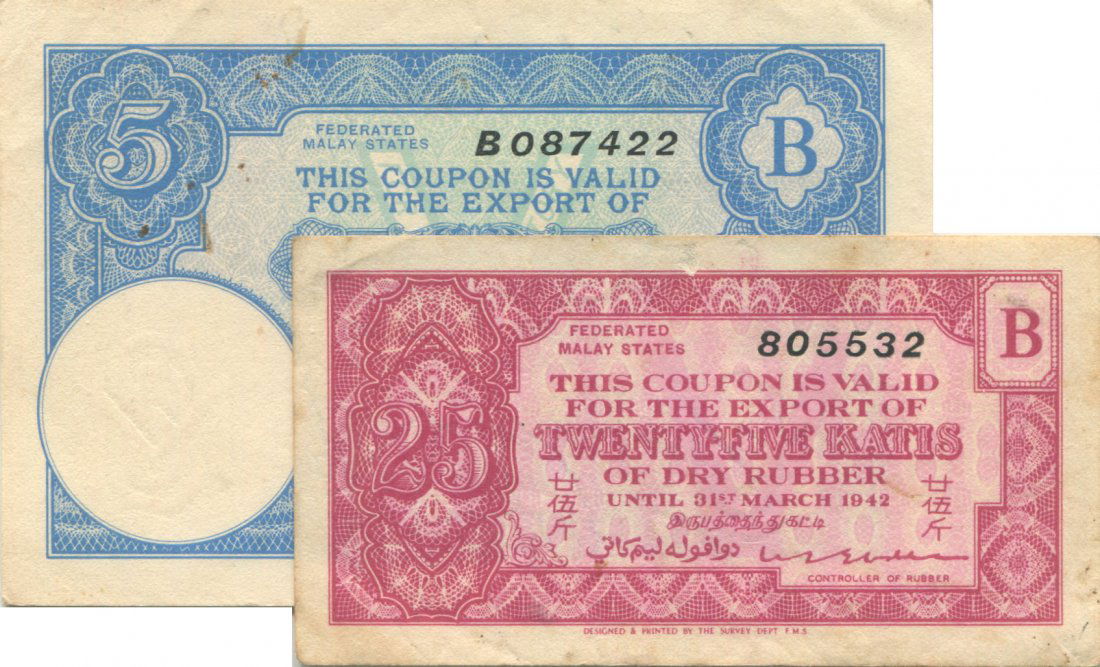 Federated Malay States (F.M.S.), Rubber Export Coupons, (1 of 1)