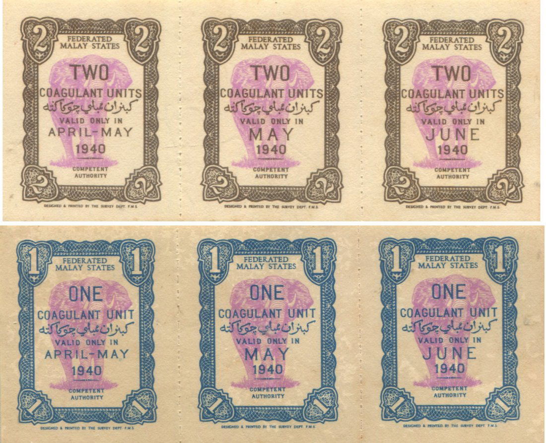 Federal Malay States, Coagulant Units Coupons, 6pcs. (1 of 1)