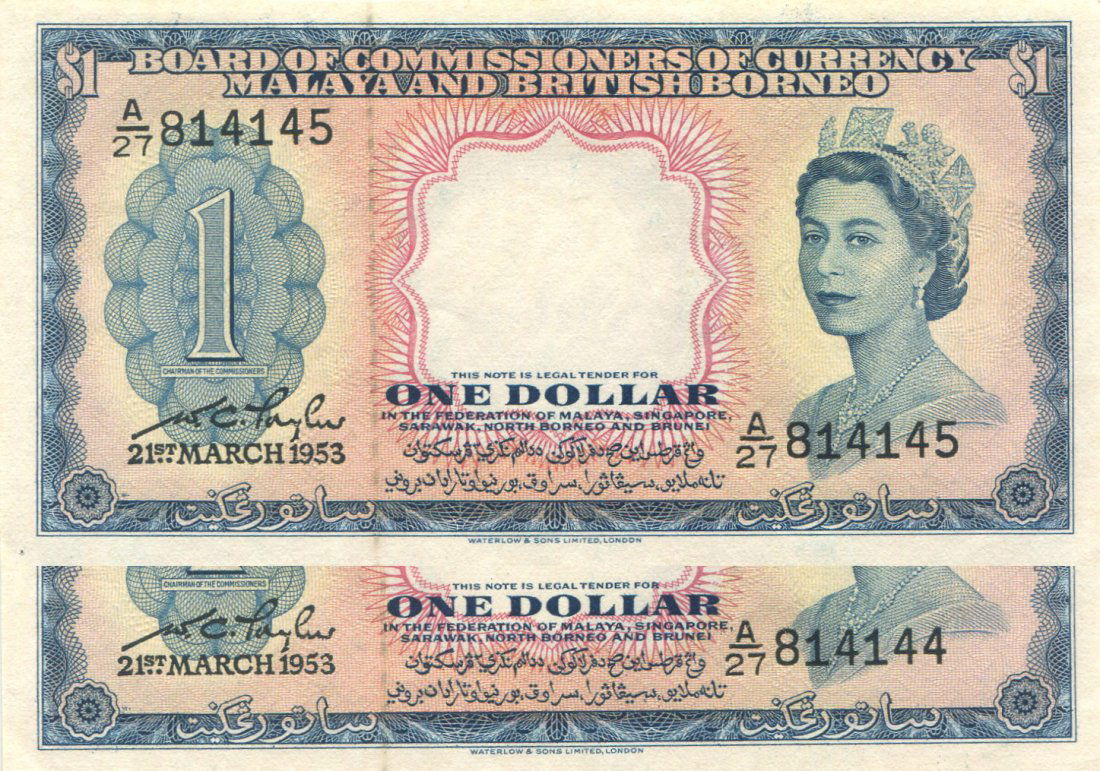 Malaya & British Borneo, 1953, $1 note, consecutive (1 of 1)