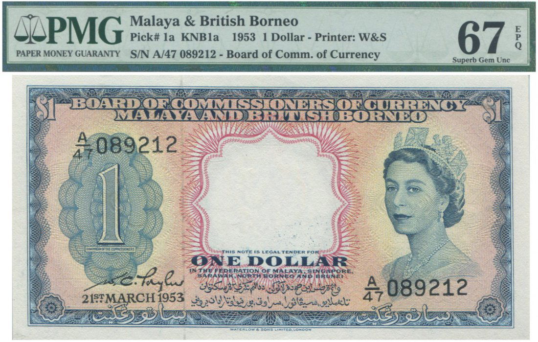 Malaya & British Borneo, 1953, $1. PMG UNC 67 EPQ (1 of 1)