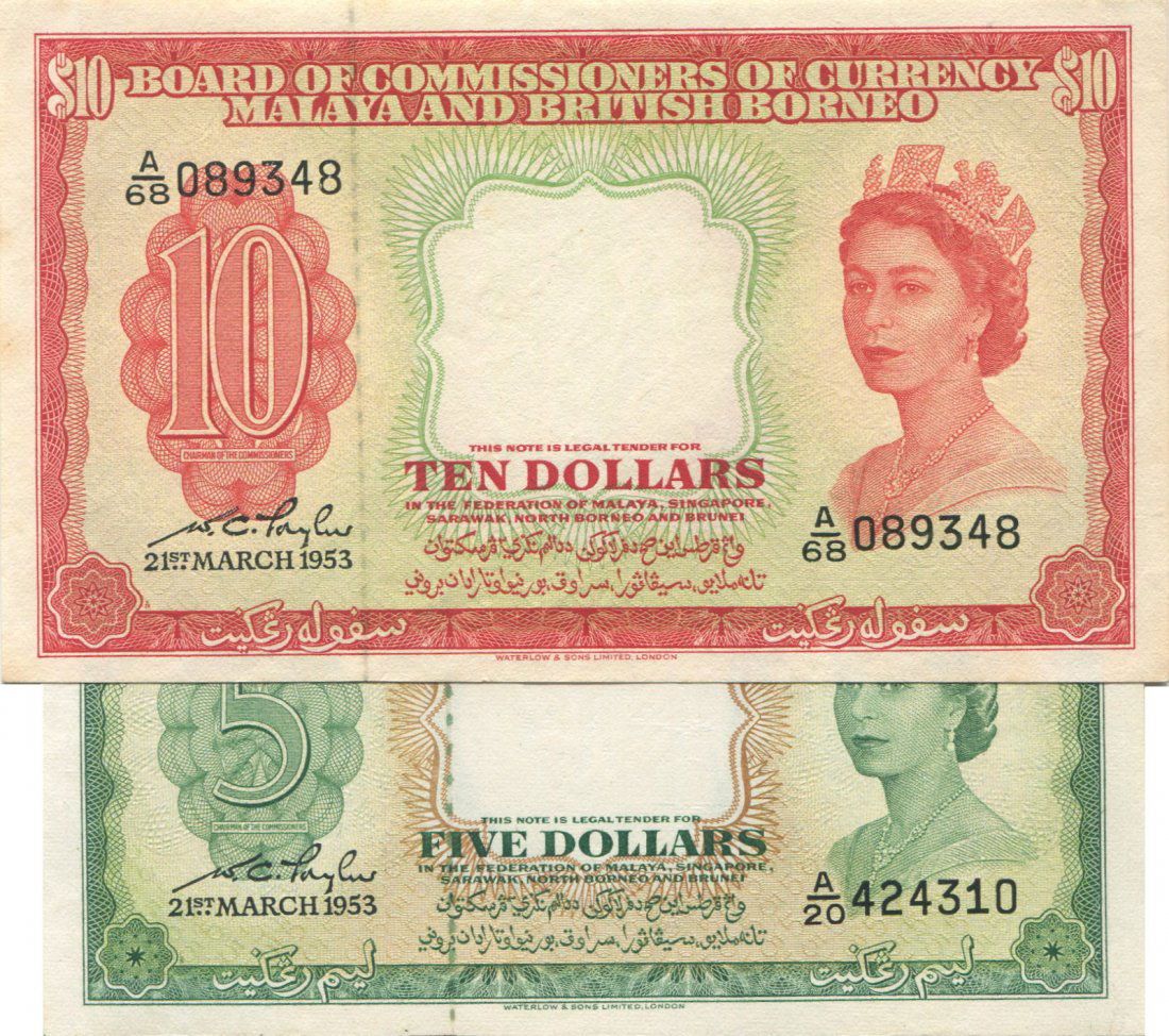 Malaya & British Borneo, 1953: $5. AU. 2pcs (1 of 1)
