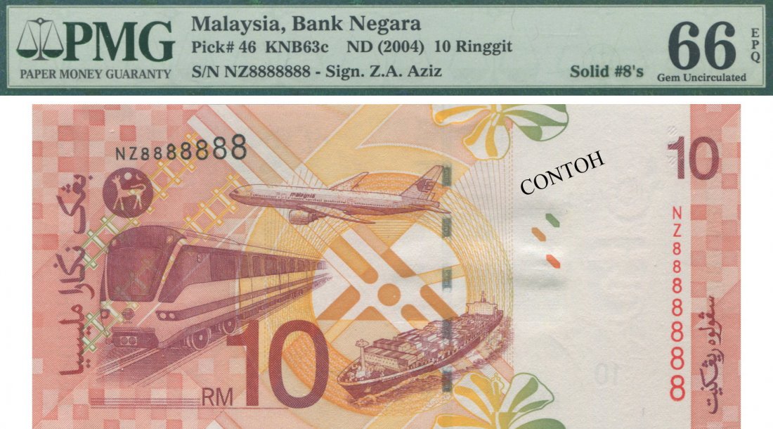 MY, 11th, RM 10, solid #8. PMG UNC 66 EPQ (1 of 1)