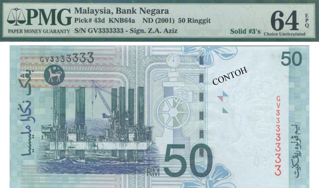 MY, 11th, RM 50, solid €œ3€. PMG UNC 64 EPQ (1 of 1)