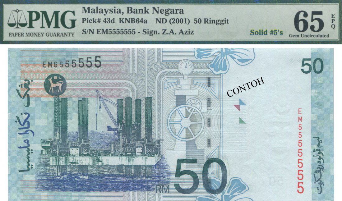 MY, 11th, RM 50, solid €œ5€. PMG UNC 65 EPQ (1 of 1)