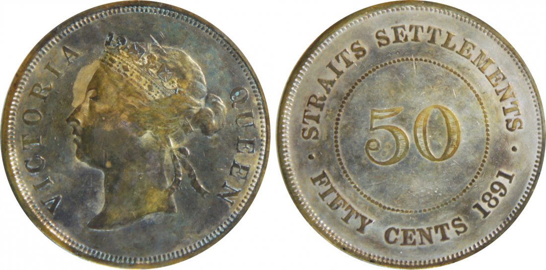 Straits Settlements, 1891, Silver 50c. GEF (1 of 1)
