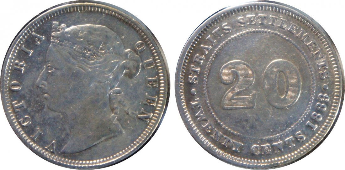 Straits Settlements, 1883, Silver 20c. GVF (1 of 1)