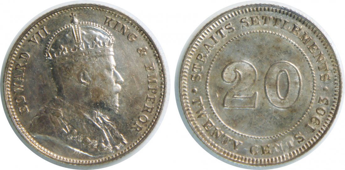 Straits Settlements, 1903, Silver 20c. AU (1 of 1)