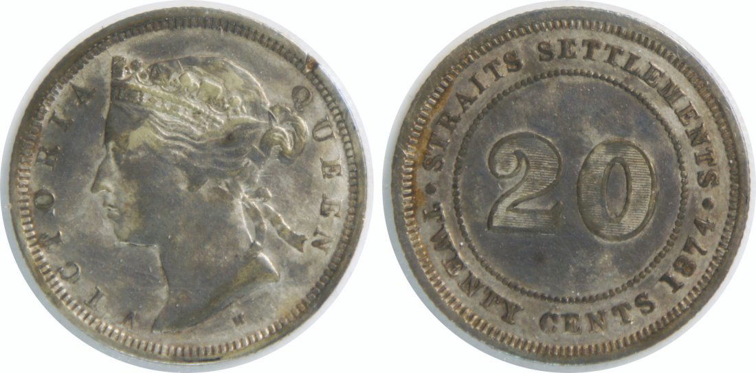 Straits Settlements, 1874H, Silver 20c. EF (1 of 1)