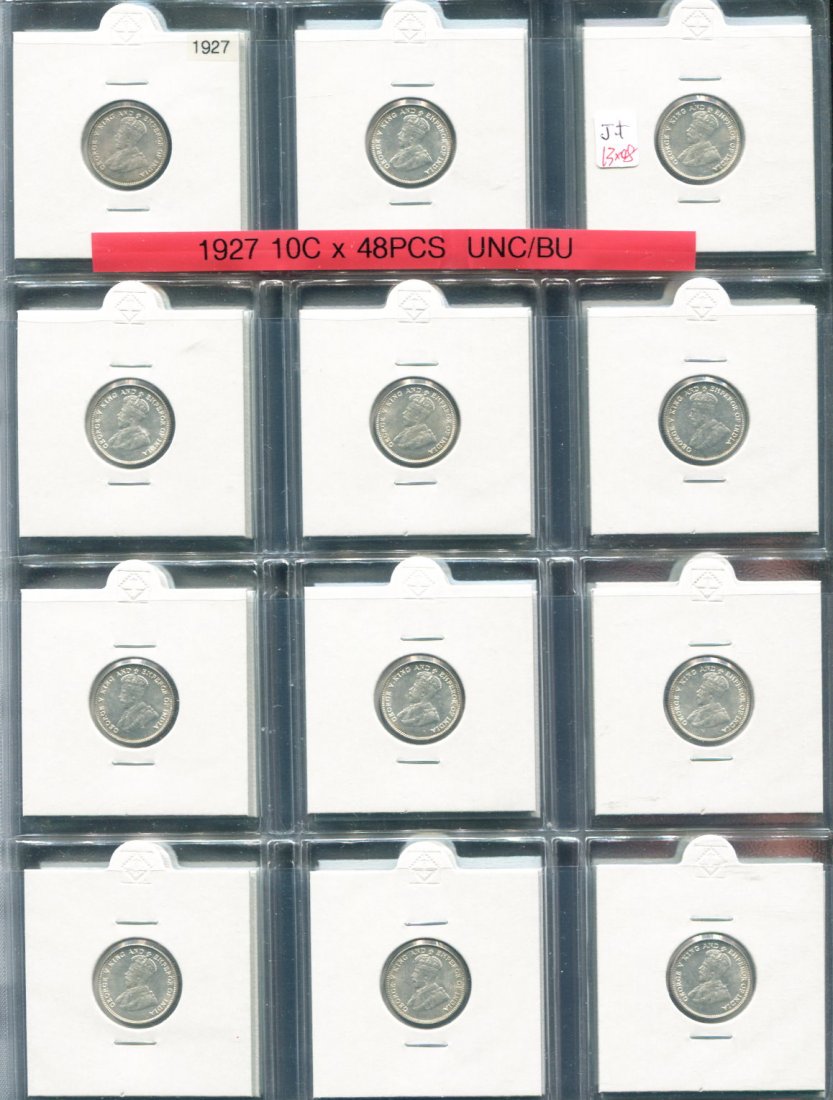 Straits Settlements, 1927, Silver 10c, UNC-BU. 48pcs (1 of 1)