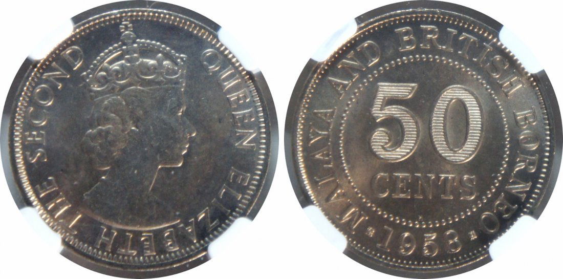 Malaya & British Borneo, 1958H, C-N 50c. NGC MS 65 (1 of 1)
