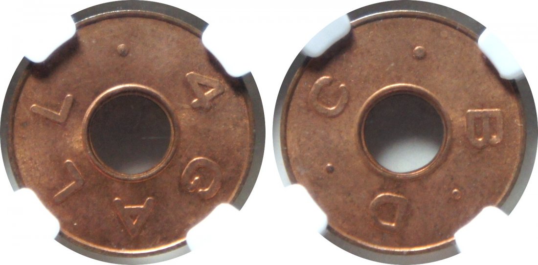 Binatang District Council water token. NGC MS 65 RB (1 of 1)