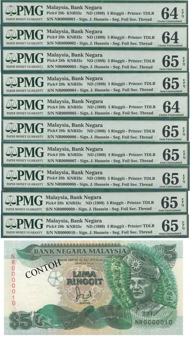 MY, 6th series, RM 5, consecutive nos 10pcs (1 of 1)