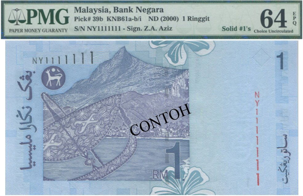 MY, 11th series, RM 1, solid #1’s. PMG 64 EPQ (1 of 1)