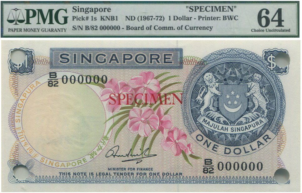 SG, Orchids, $1, specimen. PMG 64 (1 of 1)