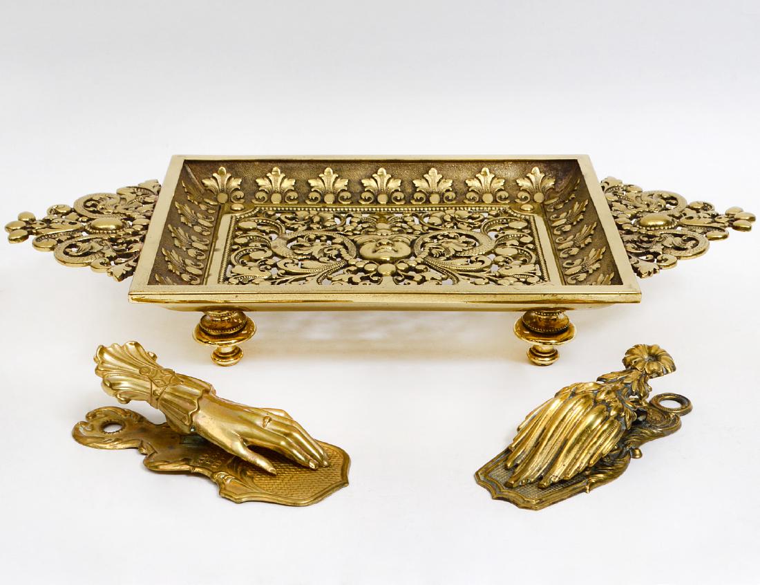 ENGLISH THREE-PIECE BRASS DESK SET (1 of 5)