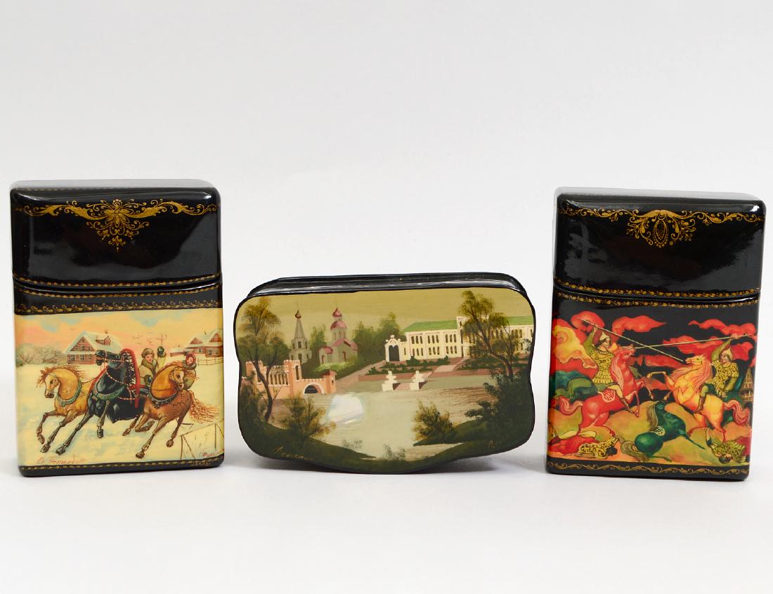 THREE RUSSIAN LACQUER BOXES (1 of 8)