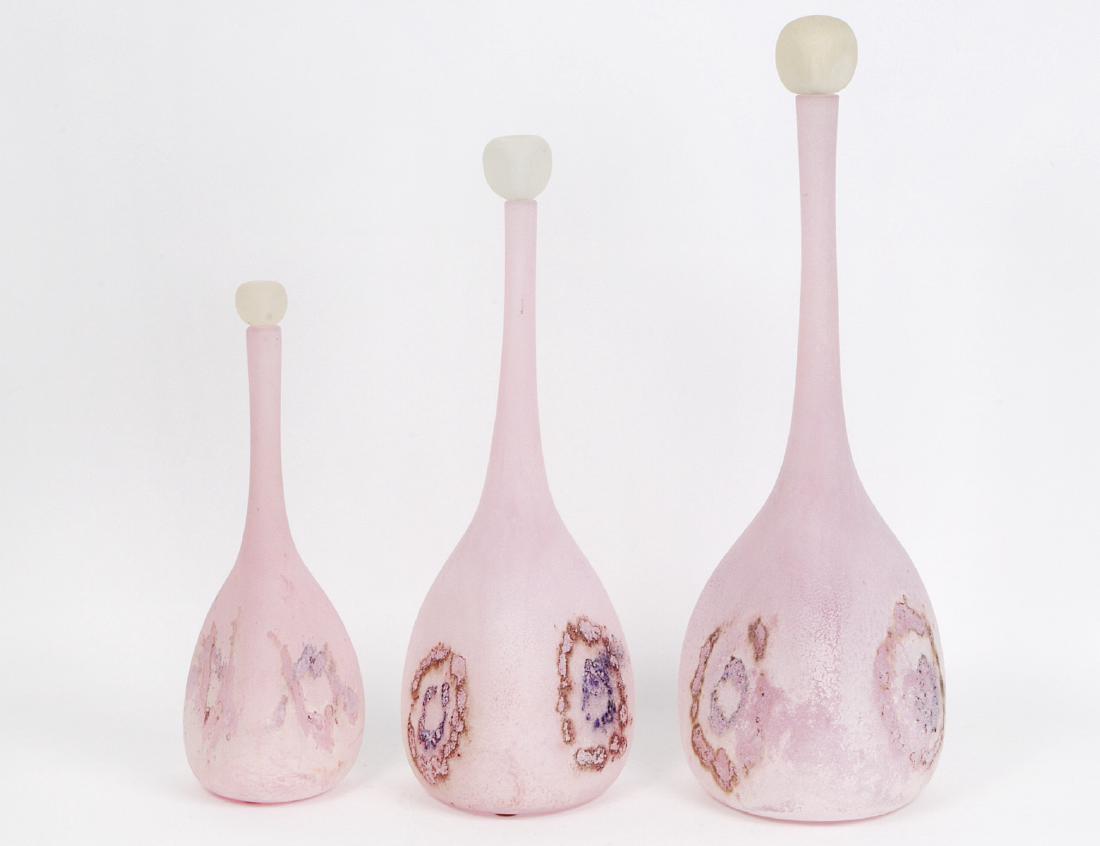 SET OF THREE LUIGI MELLARA “SCAVO” GLASS BOTTLES (1 of 6)