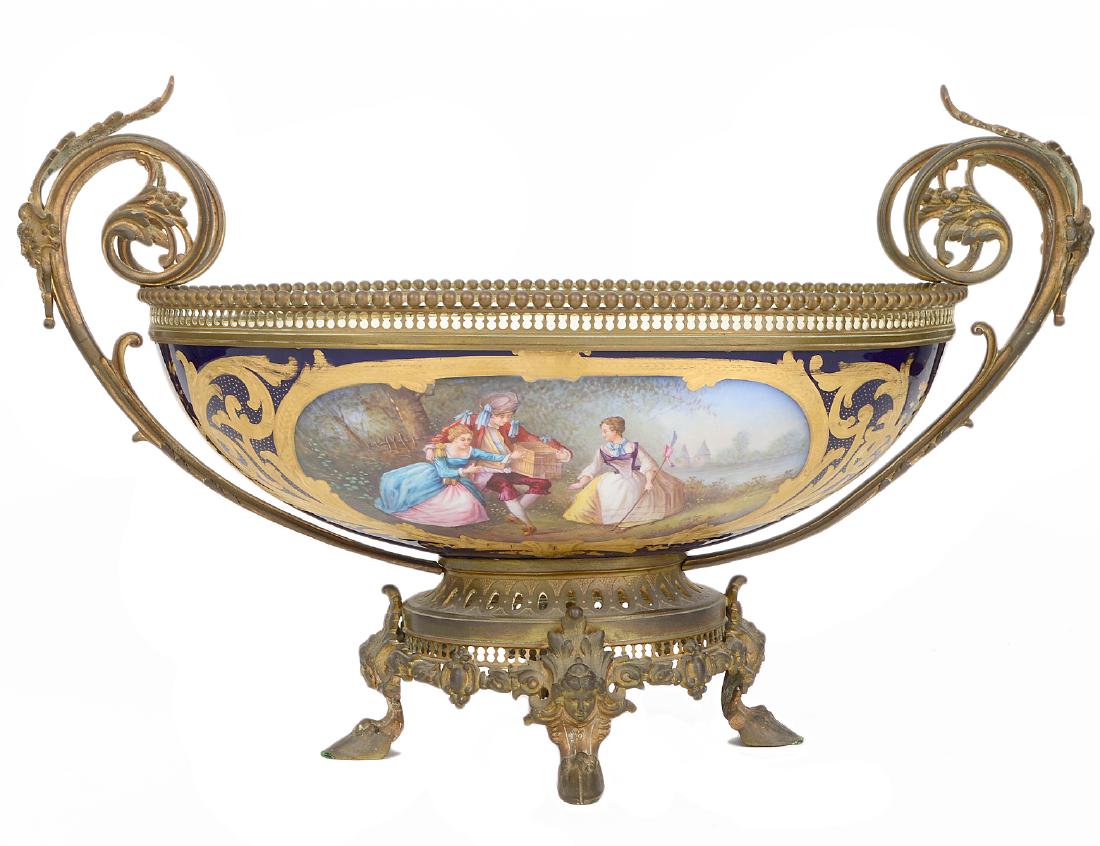 ‘SEVRES’ GILT BRONZE MOUNTED PORCELAIN CENTERPIECE BOWL (1 of 12)