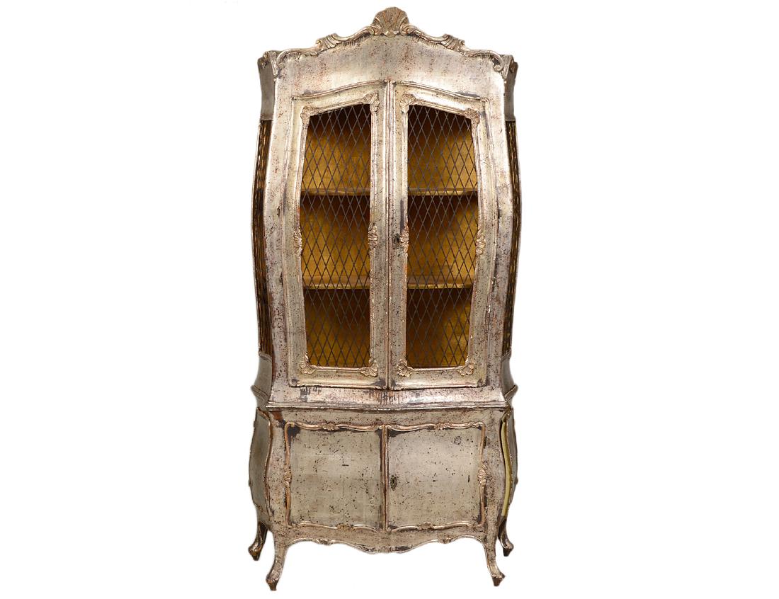 ITALIAN ROCOCO STYLE SILVER-LEAF DISPLAY CABINET (1 of 2)