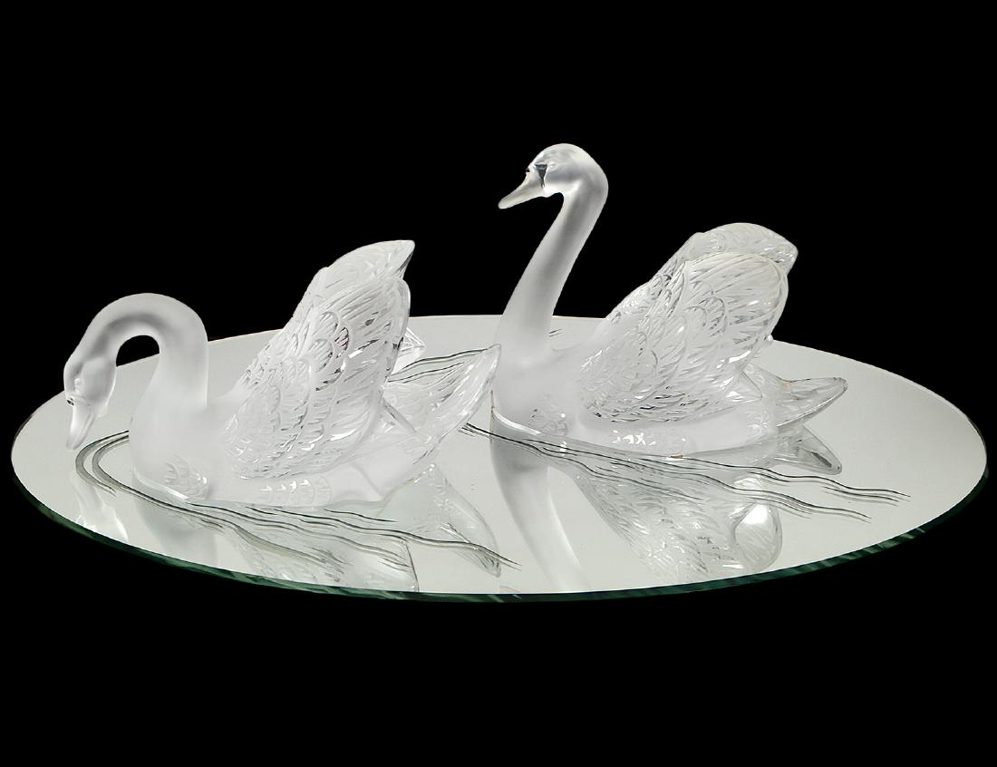PAIR OF LALIQUE CRYSTAL SWANS (1 of 1)