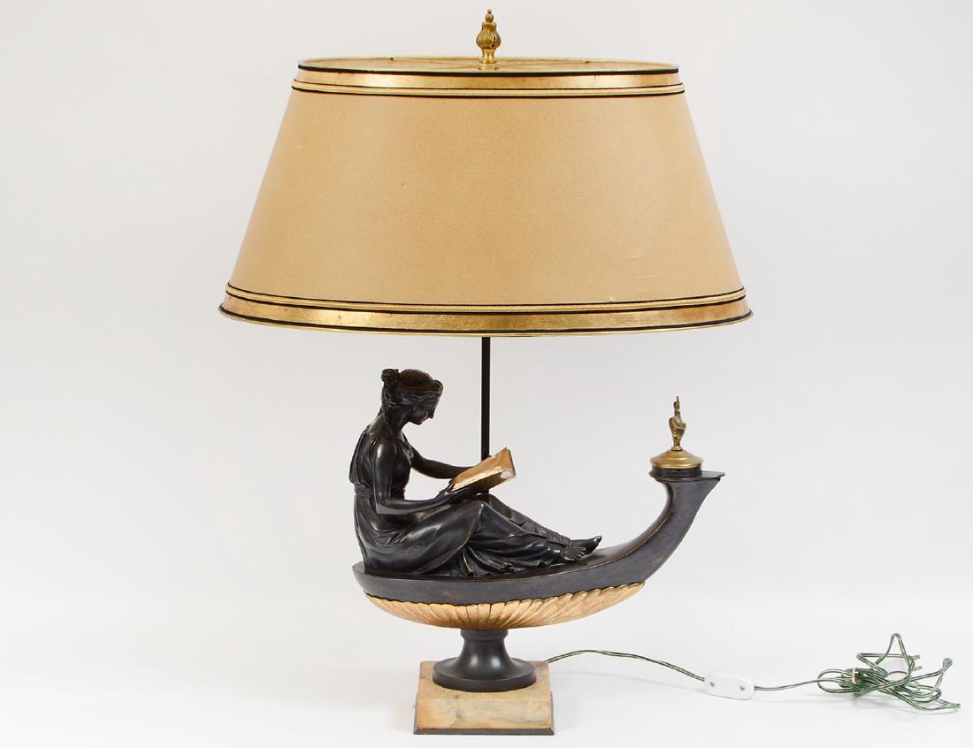 CHARLES X BRONZE AND MARBLE FIGURE AND URN LAMP (1 of 6)