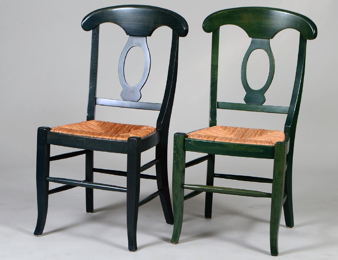 SET OF SIX GREEN PAINTED RUSH-SEAT SIDE CHAIRS (1 of 4)