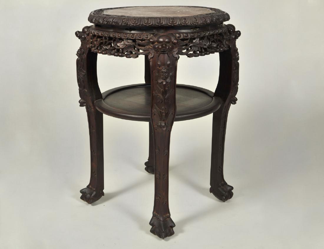 CHINESE EXPORT MARBLE INSET HARDWOOD OCCASIONAL TABLE (1 of 5)