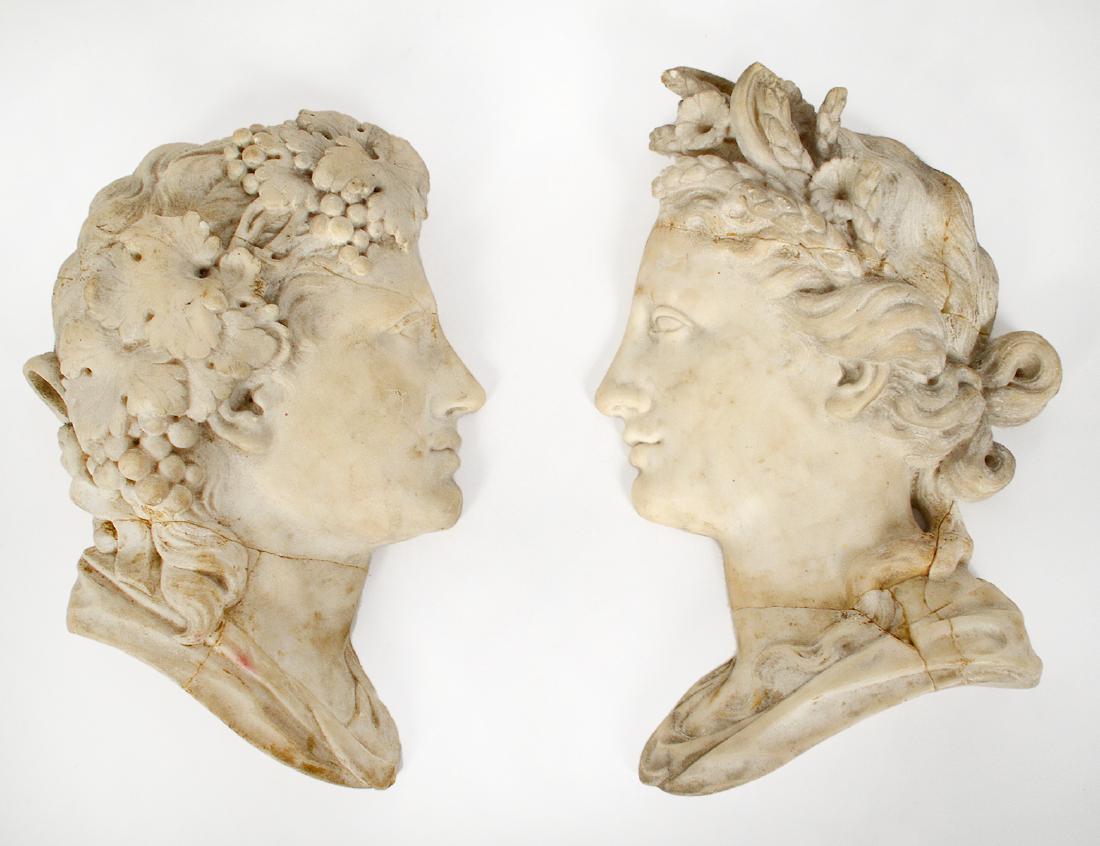 PAIR OF ITALIAN CARRARA MARBLE RELIEFS OF CLASSICAL (1 of 4)