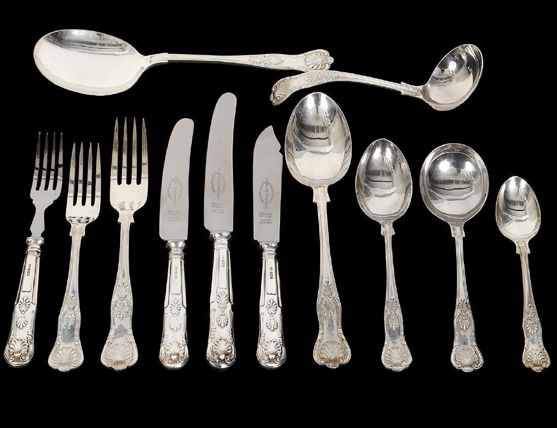 ENGLISH “KINGS” PATTERN SILVER FLATWARE SERVICE (1 of 4)