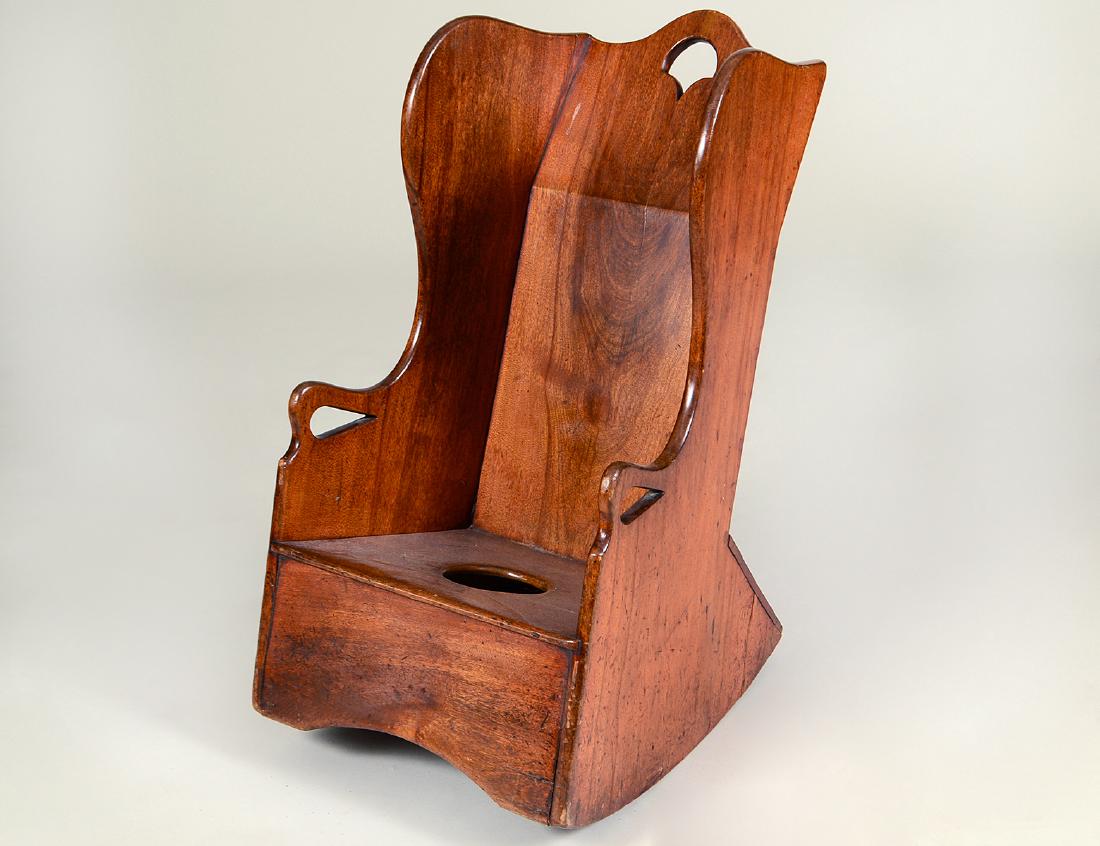 LATE GEOTRGIAN WALNUT CHILD’S COMMODE CHAIR (1 of 5)