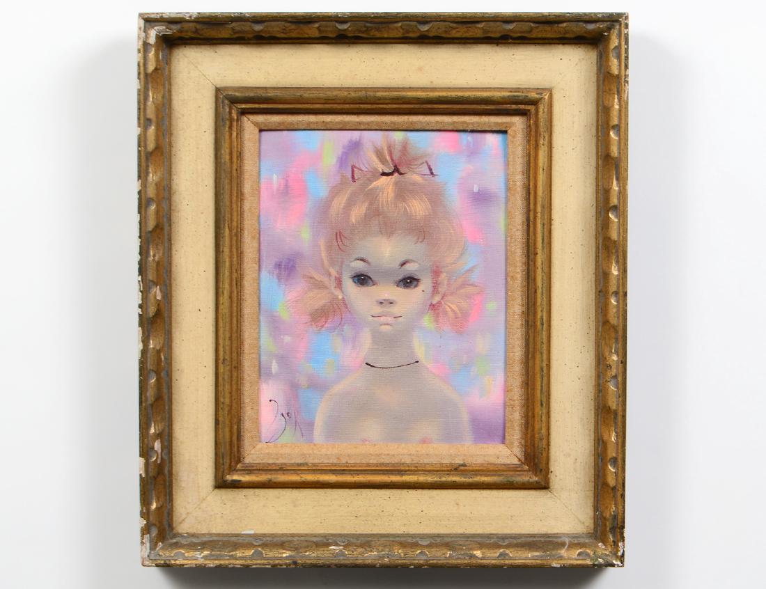 IGOR PANTUHOFF (American/Russian. 1911-1972): “Portrait of a Girl”. Signed l/l. Oil on Canvas. Measuring 9 1/2” by 7 1/2”. Framed. (Cond: good) (150/200)