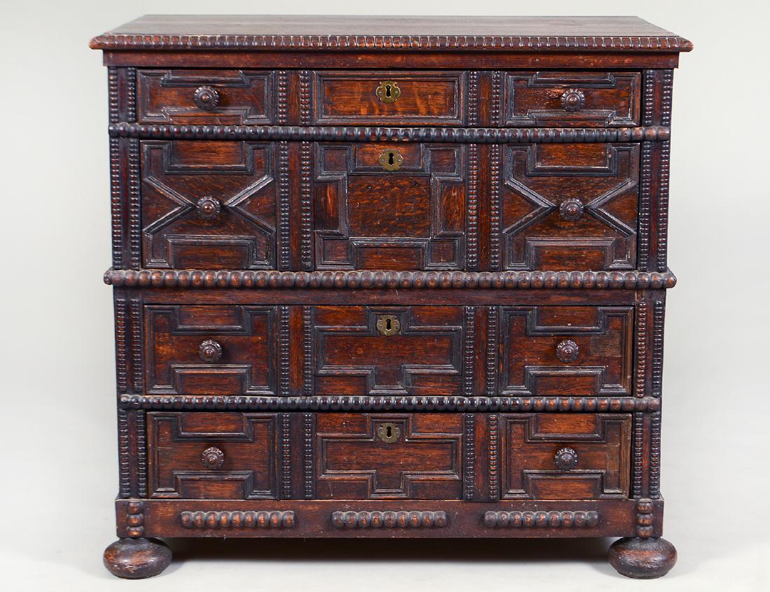 CHARLES II OAK CHEST OF DRAWERS (1 of 7)