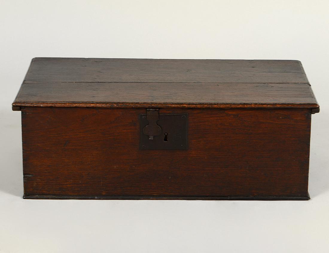 ENGLISH IRON-MOUNTED OAK DOCUMENT BOX (1 of 6)