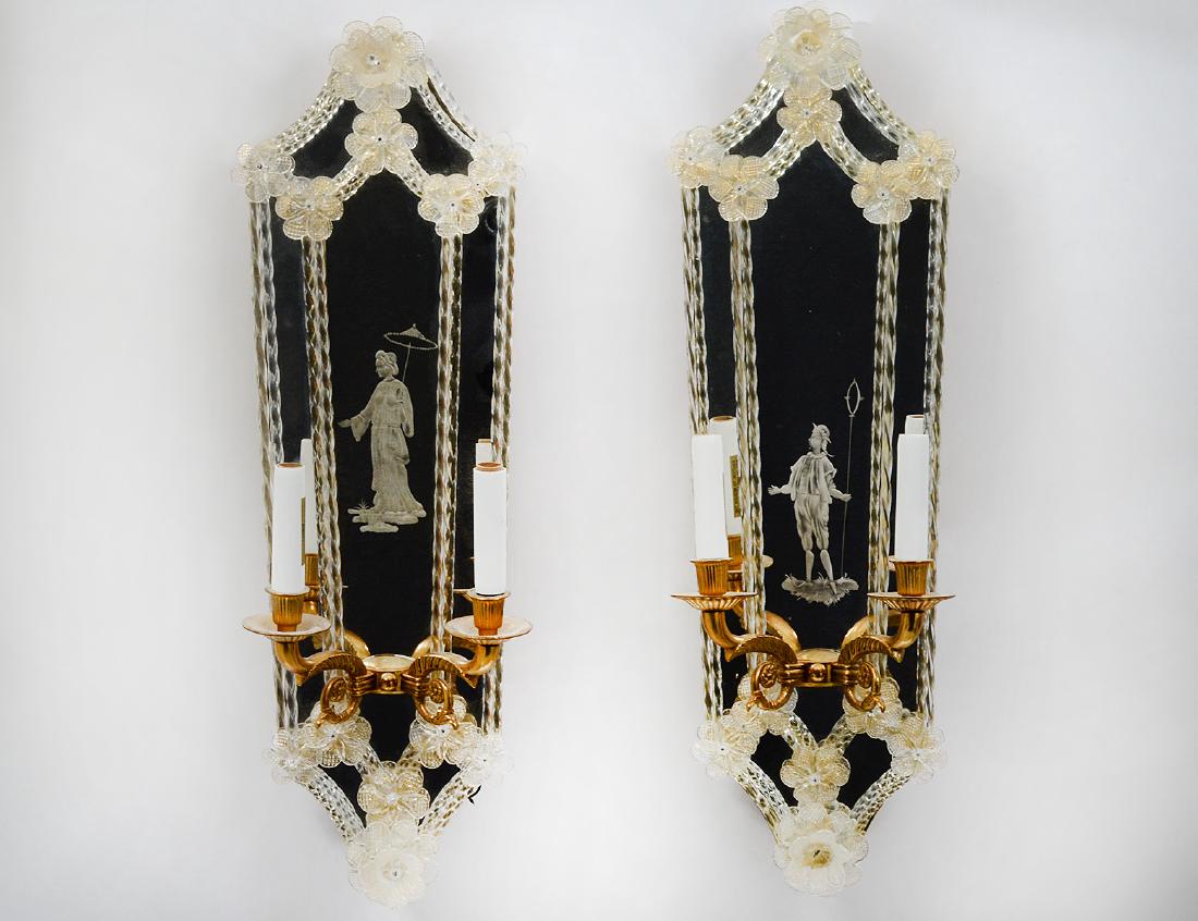 PAIR OF ITALIAN TWO-LIGHT GIRANDOLE MIRRORS (1 of 3)