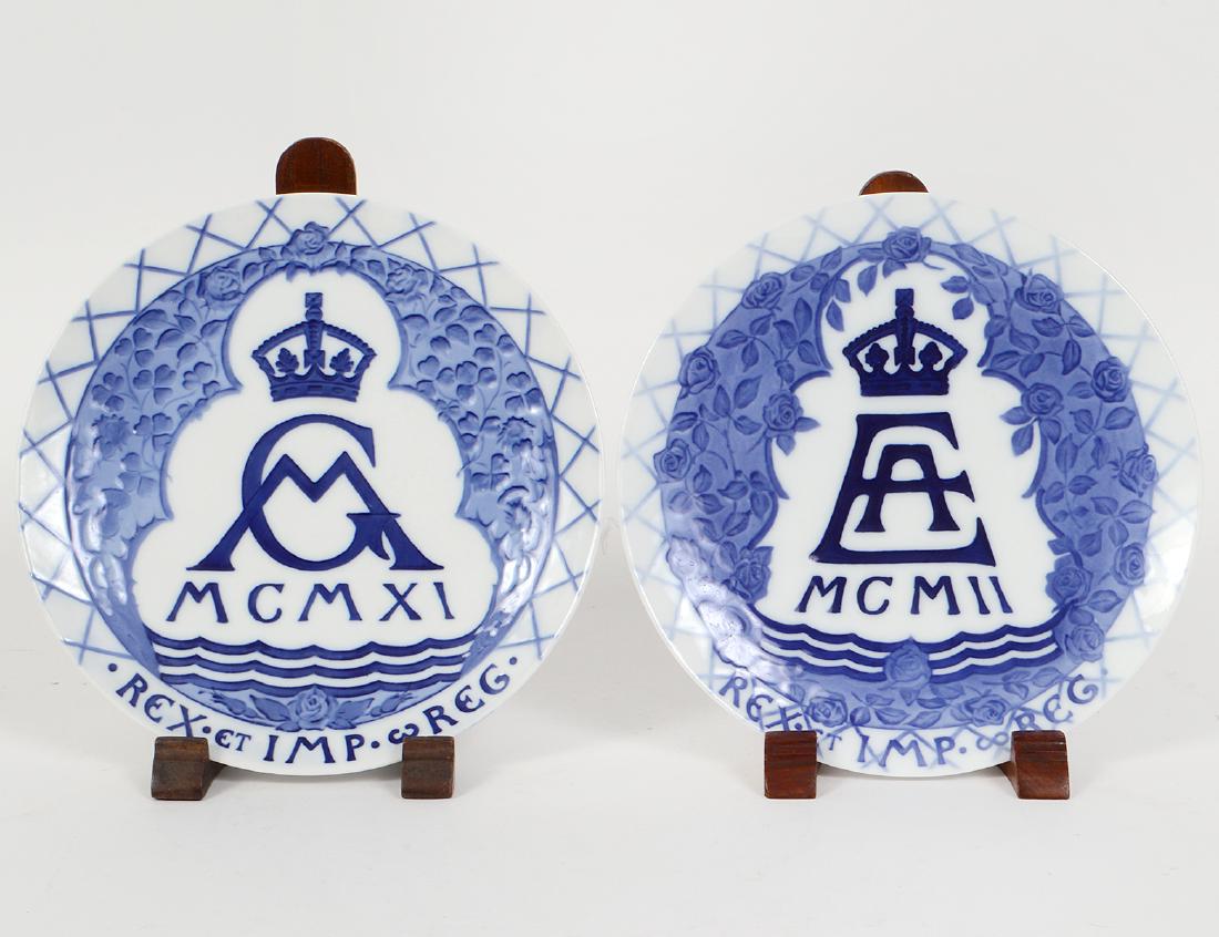 TWO ROYAL COPENHAGEN CORONATION PLATES (1 of 3)