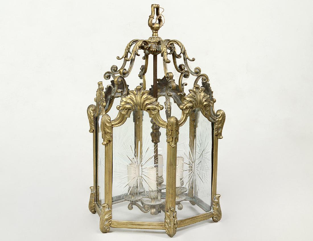 LOUIS XV STYLE HEXAGONAL BRONZE LANTERN (1 of 3)