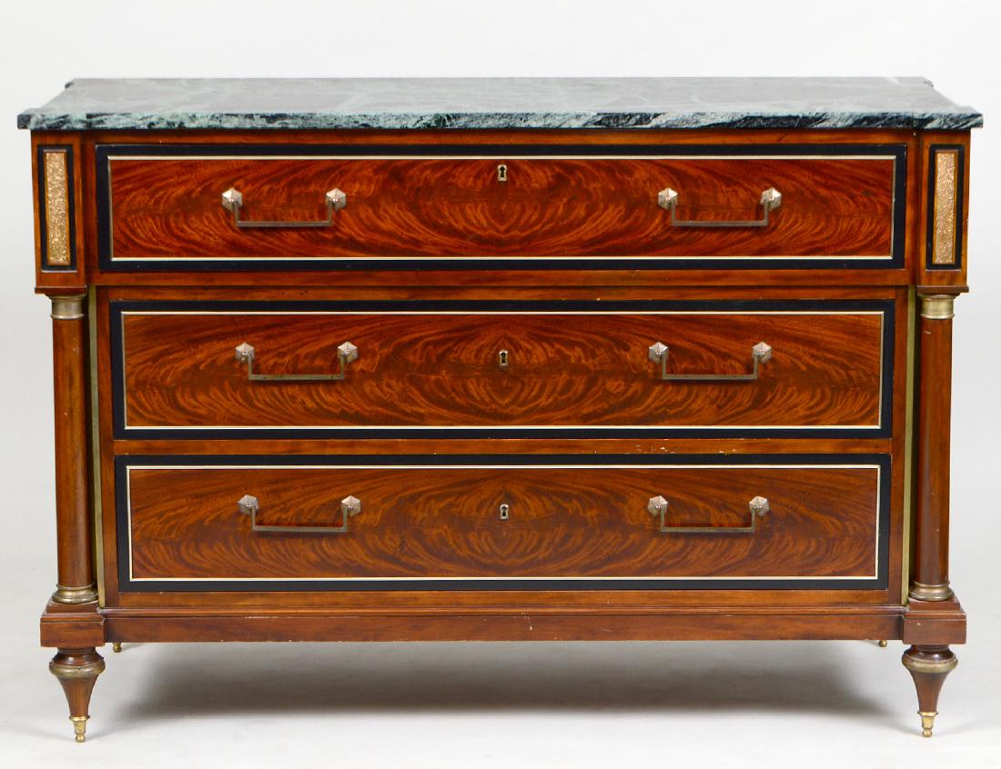 WIDDICOMB BRASS MOUNTED MARBLE TOP MAHOGANY DESK (1 of 6)