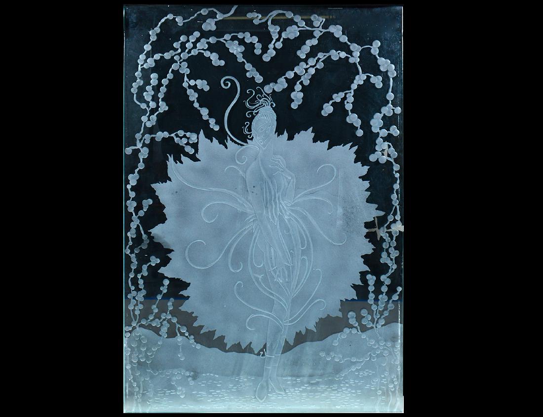 LARGE ACID ETCHED AND CUT GLASS PANEL (1 of 3)