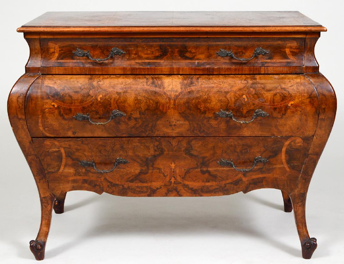 NORTH ITALIAN ROCOCO STYLE INLAID WALNUT COMMODE (1 of 9)