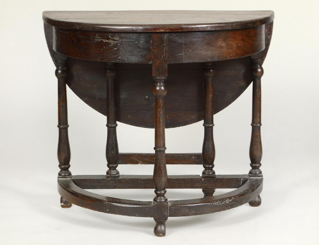 STUART OAK DROP-LEAF GATE-LEG DEMILUNE TABLE (1 of 4)