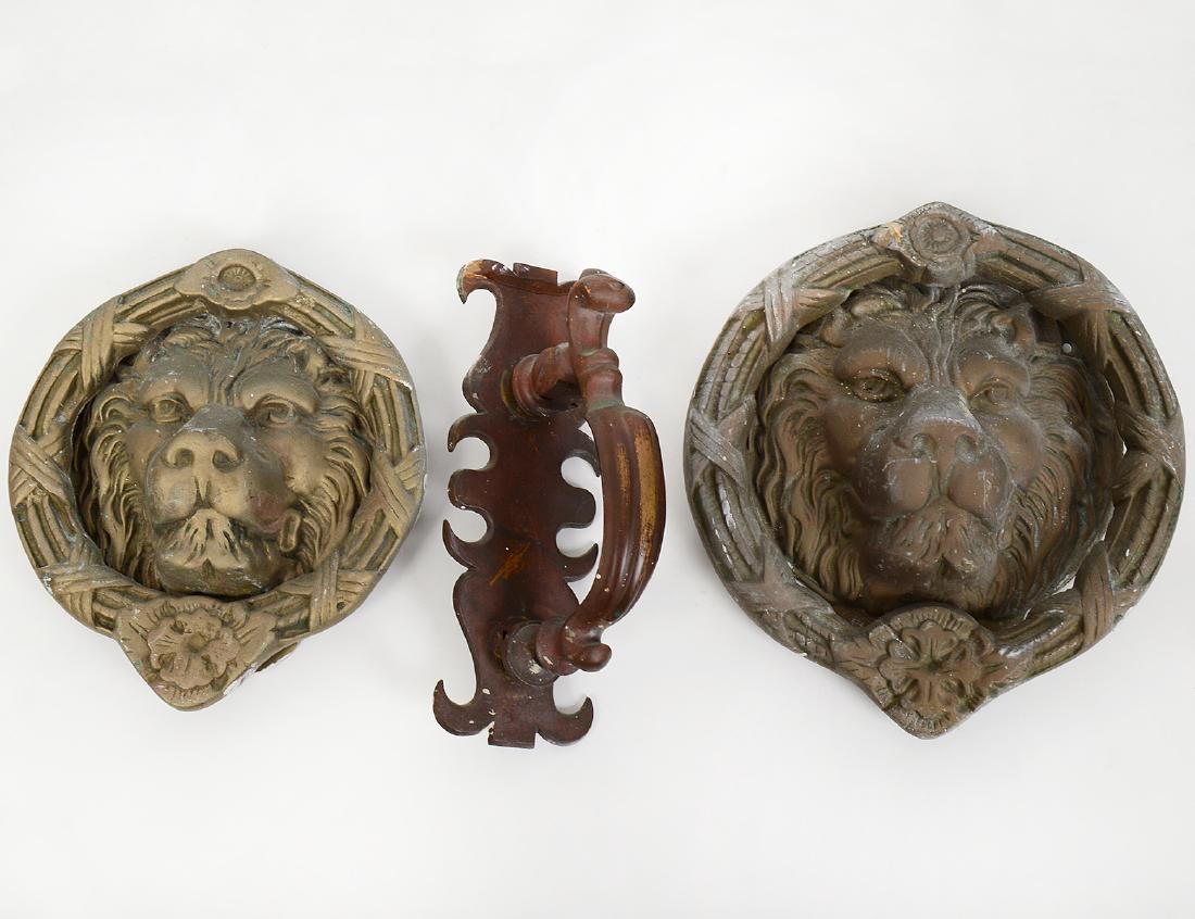 TWO LION AND RING FORM BRONZE DOOR KNOCKERS (1 of 4)