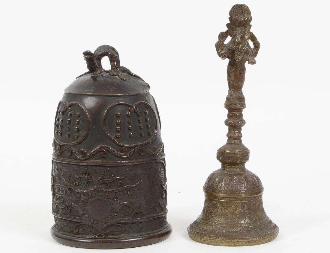 TIBETAN BRONZE BELL AND A JAPANESE BRONZE BELL (1 of 6)