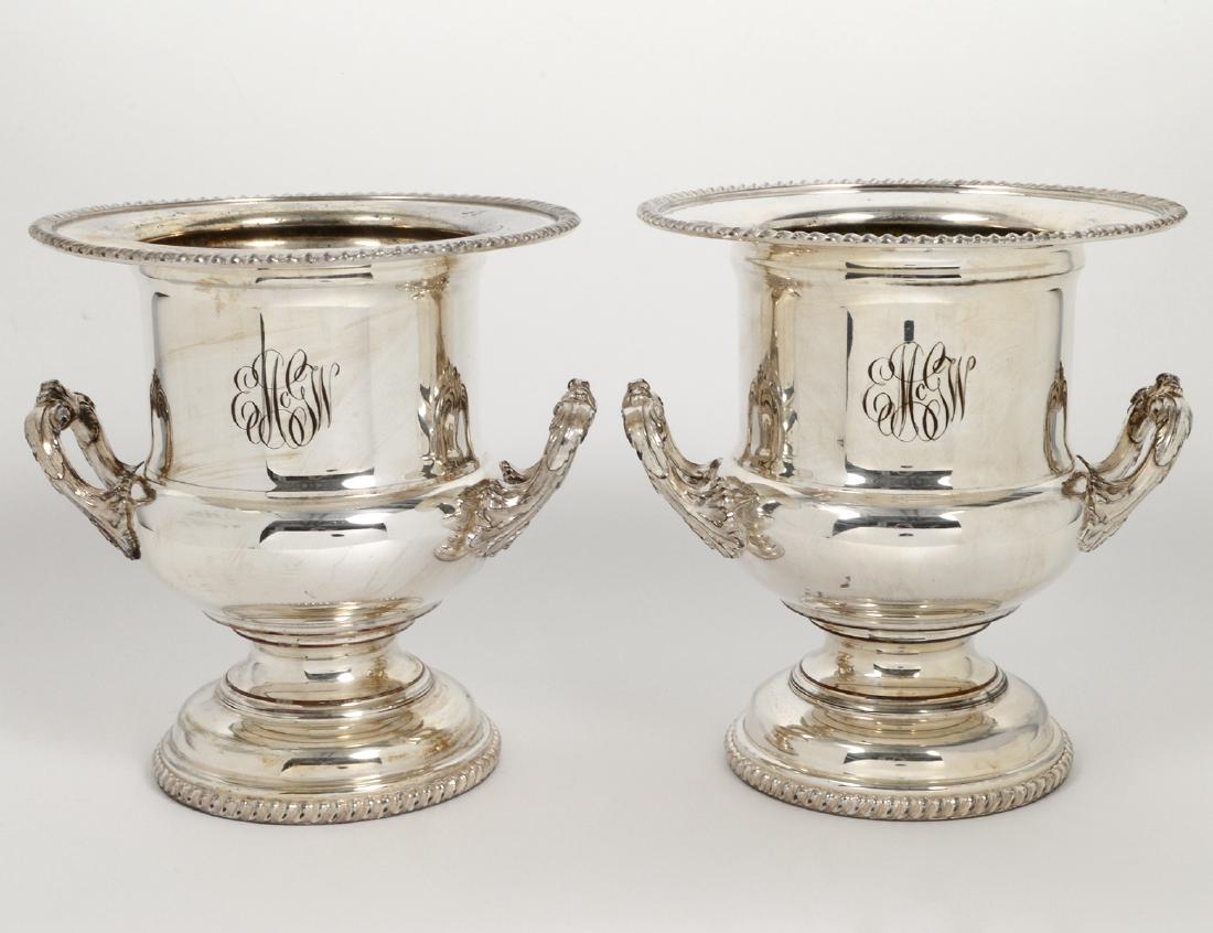 PAIR OF ENGLISH SILVER PLATE CHAMPAGNE BUCKETS (1 of 5)