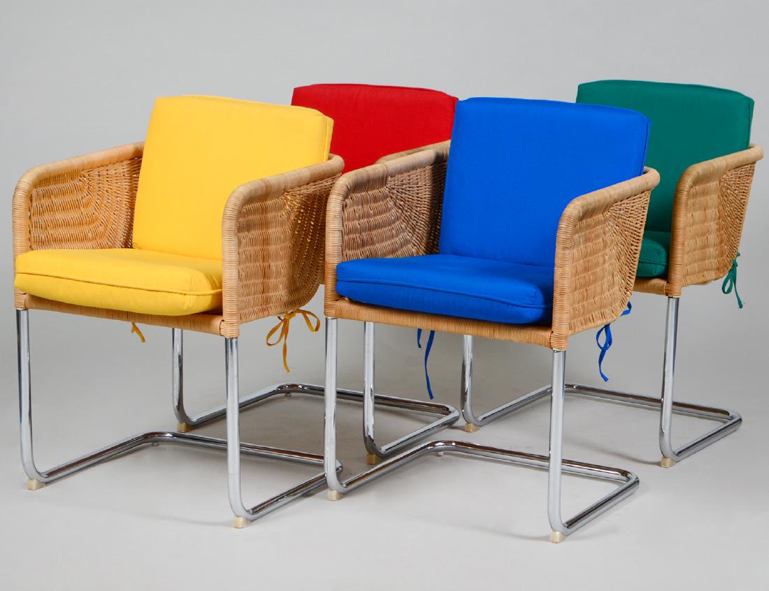 FOUR FABRICUS & KASTHOLM CHROME & WICKER CHAIRS (1 of 3)