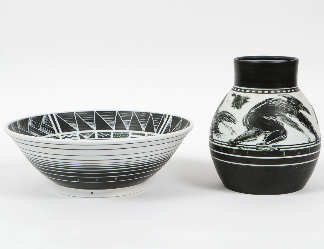 TWO EDWARD EBERLE STUDIO CERAMIC TABLE ITEMS (1 of 9)