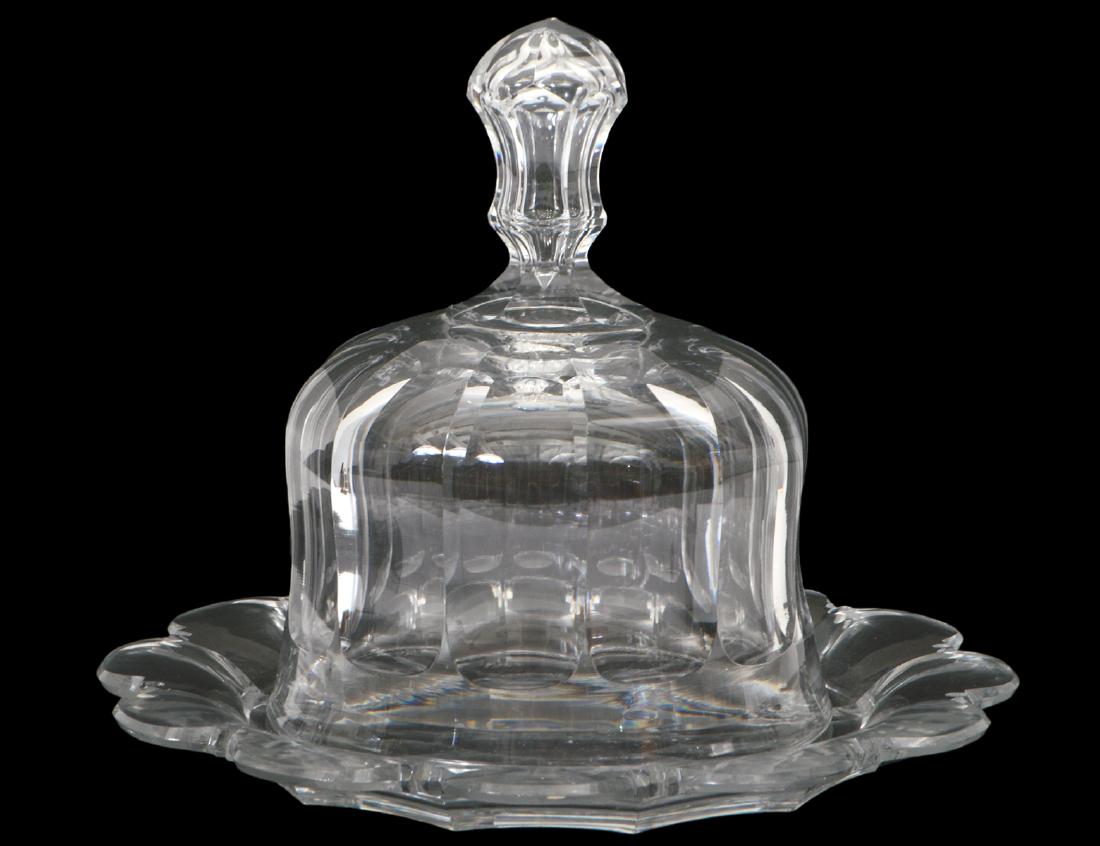 ENGLISH COLORLESS GLASS CHEESE DOME AND PLATE (1 of 3)