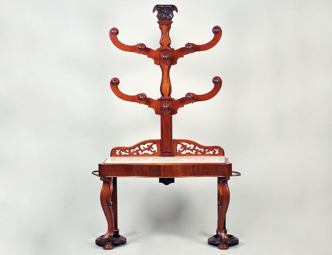 VICTORIAN MARBLE INSET MAHOGANY HALL TREE (1 of 7)