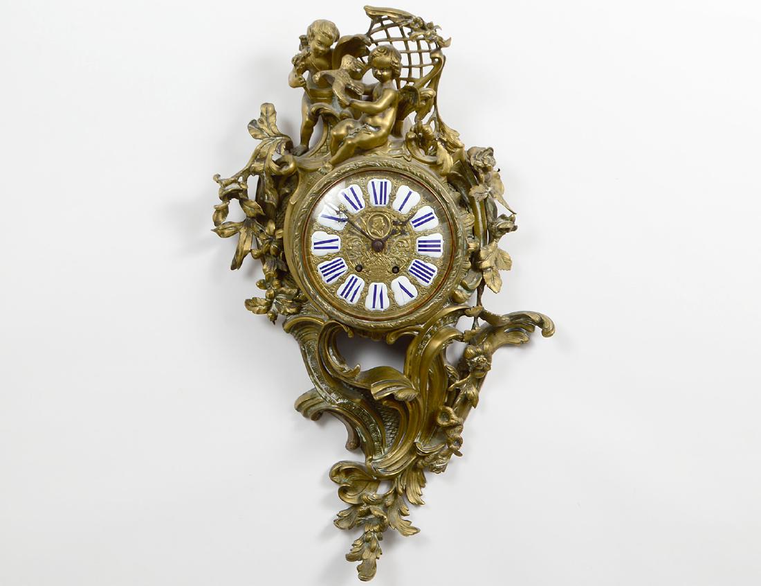 LOUIS XV STYLE BRONZE CARTEL CLOCK (1 of 6)